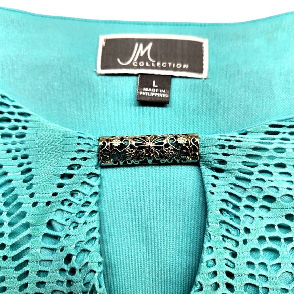 J.M. Collection Women's Dress Large L Size Aqua Lace  Misses 12 14 - Picture 3 of 6